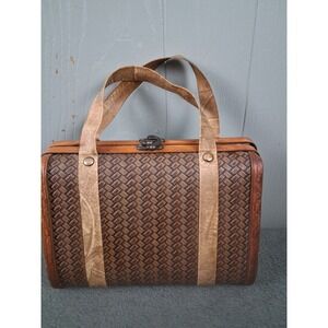 VINTAGE Rattan‎ Woven Wooden Basket Purse Doctor Bag Style Boho Hippie Granola